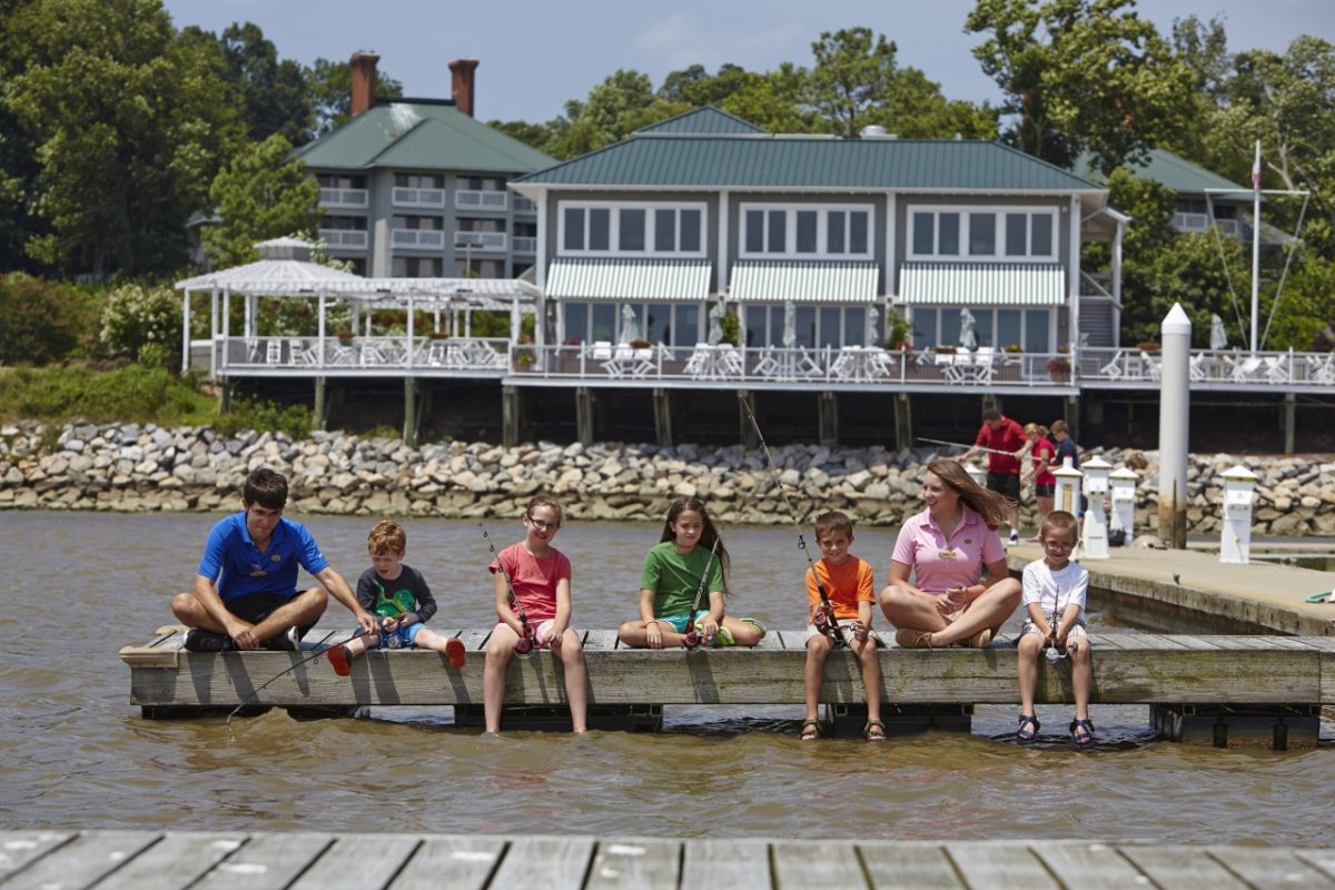 Kids Fishing At Marina