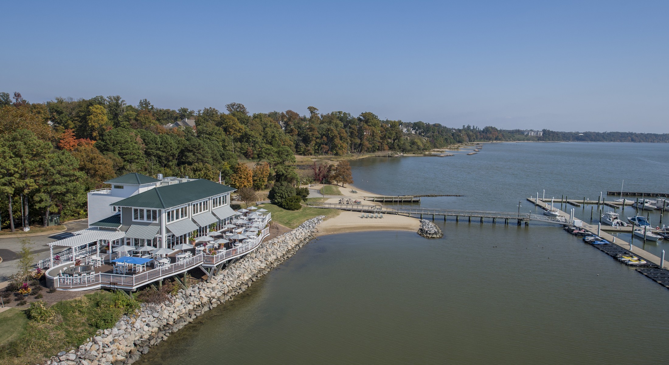 Aerial Shot of James Landing Grille and Marina