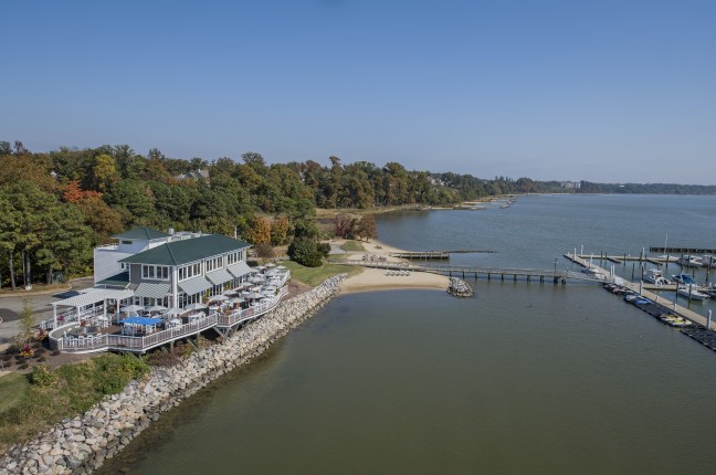 Aerial Shot of James Landing Grille and Marina
