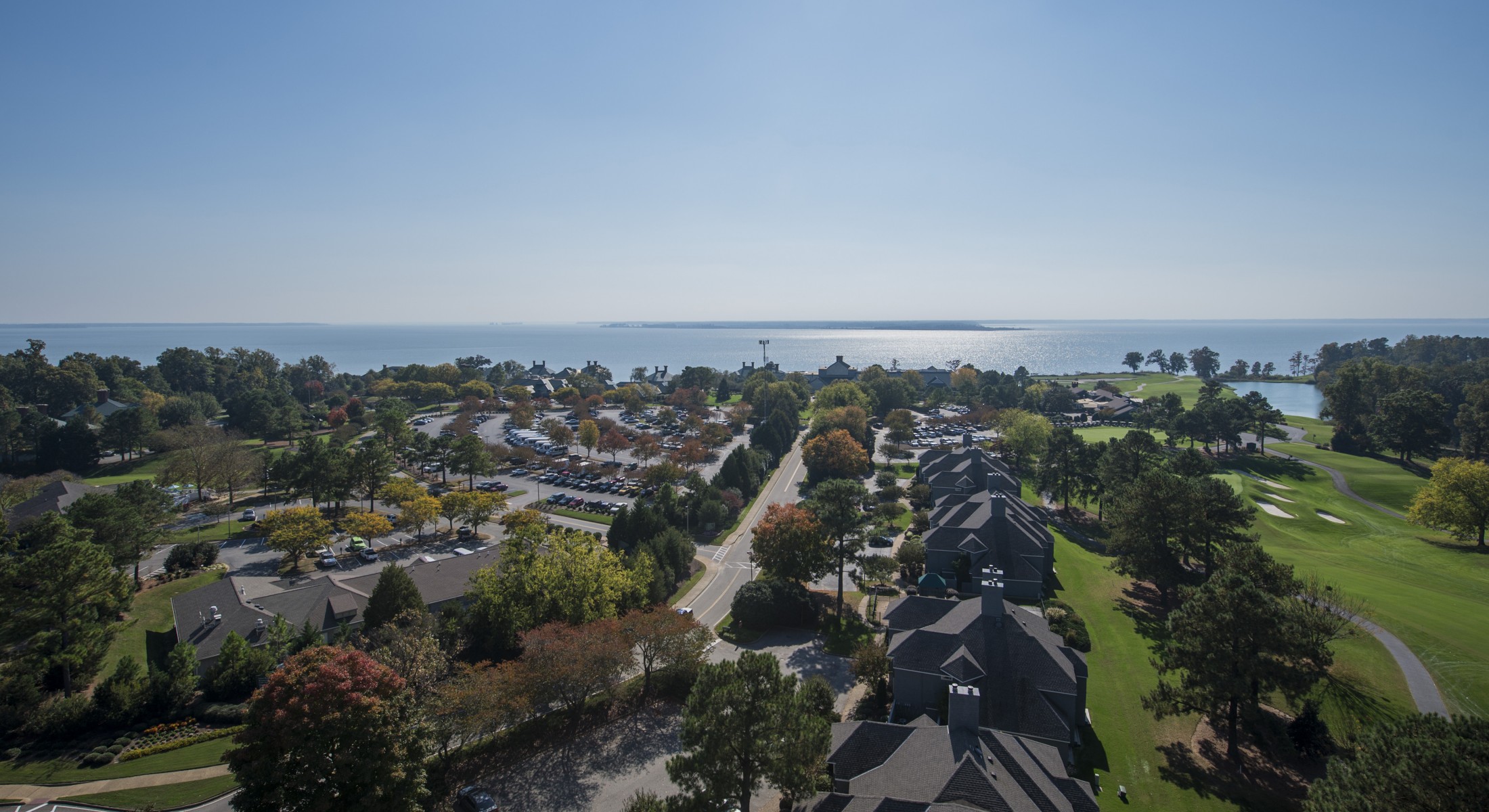 Aerial View of Kingsmill Condos and Parking Lot