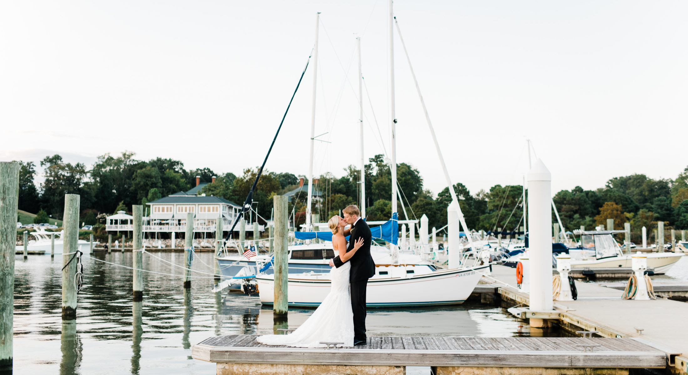Marina dock wedding photo