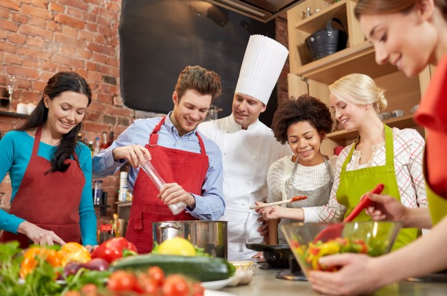 Group of Young Adults in Cooking Class