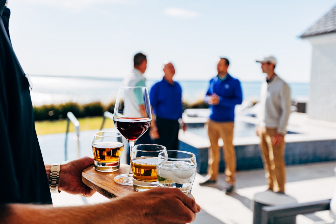 Drinks being served by the pool