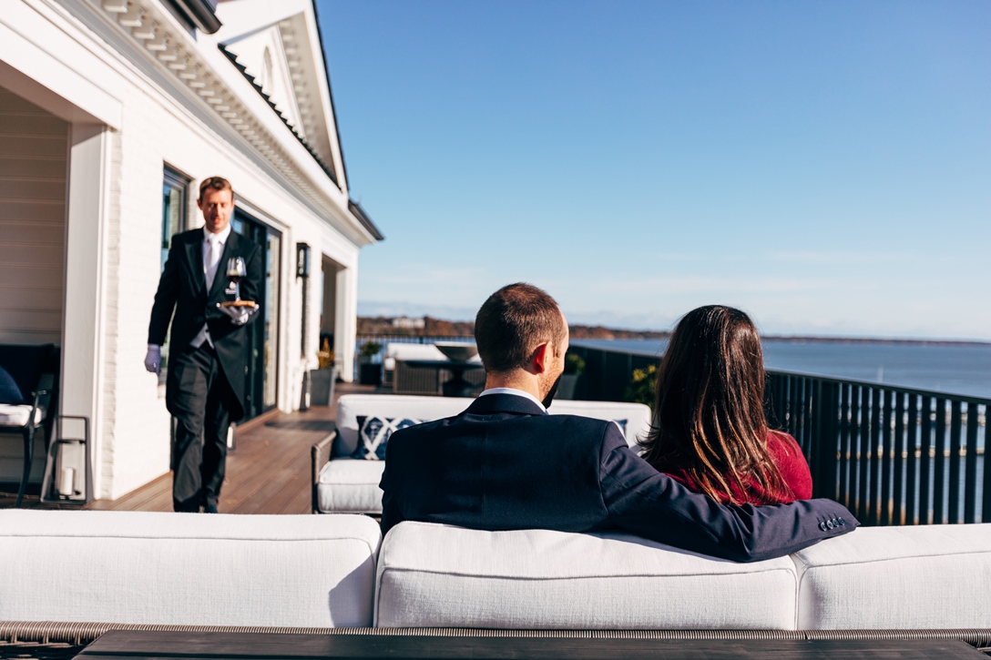 Drinks being served by the Estate Manager